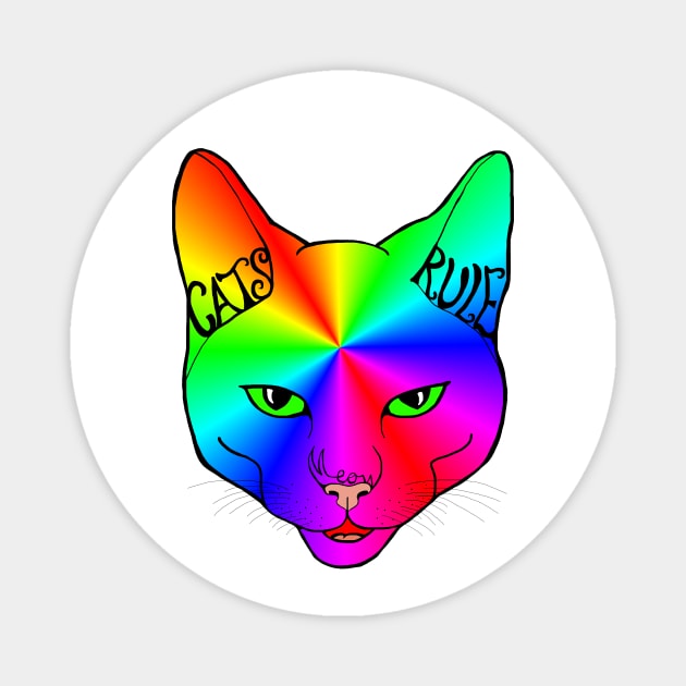 Cats Rule Rainbow Meow Magnet by Art by Deborah Camp